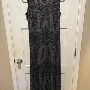 Pisarro Nights Charcoal Beaded Maxi Dress